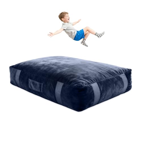 Crash Sensory Pad, 5‘x5‘, 4'x3' Pads for Kids Sensory with Extra 5cm EPE Mat for Enhanced Safety, Soft Foam Blocks with Washable Cover, Crash Mat for Autistic Children, Toddlers, Gymnastics & Therapy - color: Blue, size: 3'x4'