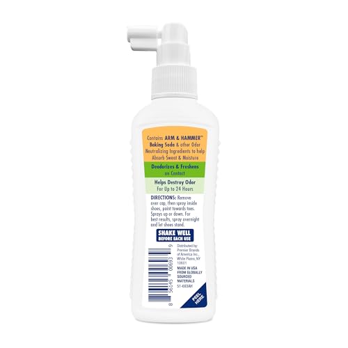 Arm & Hammer Shoe Refresher & Deodorizer Spray, Fresh Rain, 3.4 oz | Aerosol-free shoe deodorizer spray for sneaker odor and wetness control; Fresh Rain scent for everyday footwear - size: 3.4 Ounce (Pack of 1)
