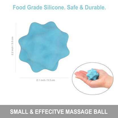 Small Spiky Massage Ball Trigger Point Massage Tool 2.2"×2.1" Blue | Solid Bumpy Massager for Deep Tissue Myofascial Release Hand Foot Plantar Fasciitis Pain Relief Knots Acupoint Yoga Fitness - color: Blue