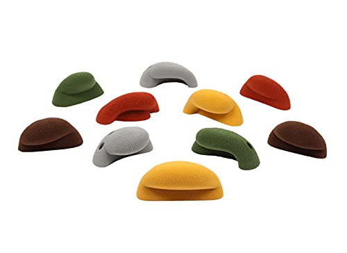 Atomik Climbing Holds Set of 10 Large Screw-on Simple Jugs in Assorted Earth Tones