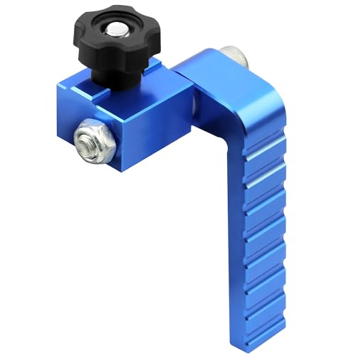 T-Track Flip Stop for 3-Inch Woodworking Fence, Precision Blue Aluminum Miter Saw Stop Block for Universal & Double-Cut T-Tracks (23/64"), Adjustable Arm for Precise Repeatable Cutting - style: 1 Pack