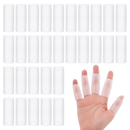 30Pcs Gel Finger Sleeve Protectors, Silicone Finger Tubes for Trigger Finger Pain, Arthritis, Finger Cots Sleeve Cushions Provide Relief for Finger Cracking, Corns, Blisters and Calluse Protect