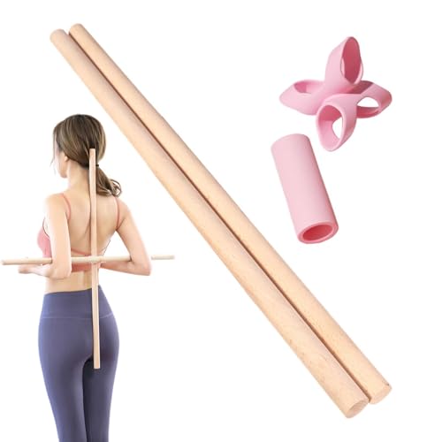 Exercise Stick 2 Pieces Pilates Stretching Pole | Back Crack Corrector Pole for Beginners Professionals Home Office Gym Studio Living Room Bedroom - size: 80cm