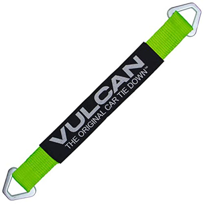 VULCAN Car Tie Down Axle Strap with Wear Pad - 2 Inch x 22 Inch - 4 Pack - High-Viz - 3,300 Pound Safe Working Load - size: 2" x 22" Hi Viz Green (4 Pack)