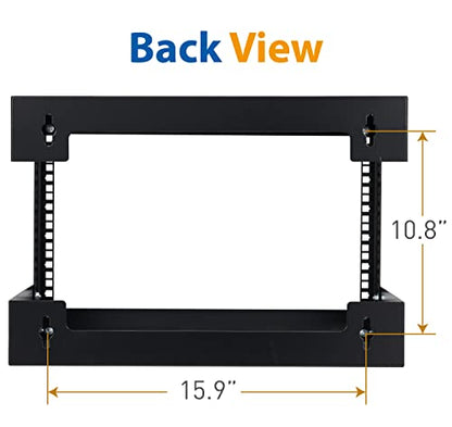 6U Wall Mount Rack Open Frame 19 Inch Server Equipment Network Cabinet 18 inches Depth Black by Tedgetal - color: 6U