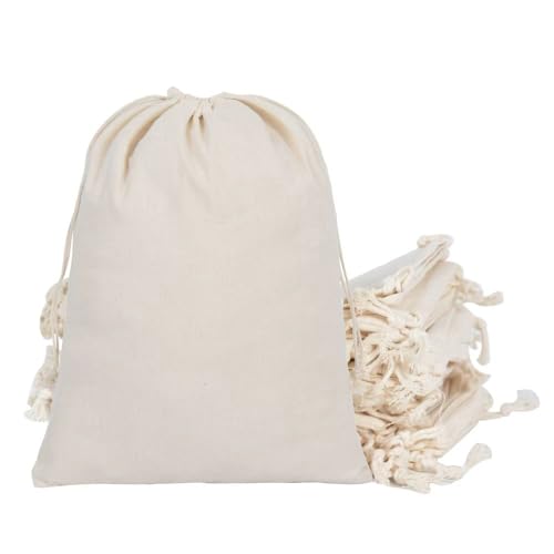 gobyhumm 20 Pcs Cotton Muslin Drawstring Sachet Pouch Bags（6 * 8"） | Pure Cotton Sachet Bags，Reusable Empty Gift Pouches for Party Home Supplies - color: 20 pcs,6*8"