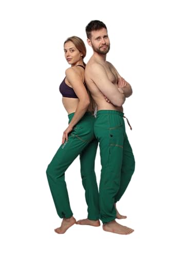 Rock Climbing Pants for Men & Women, Lightweight Stretch, Durable & Breathable, Precision Fit for Climbing, Hiking, Training - color: Green, size: Large Long
