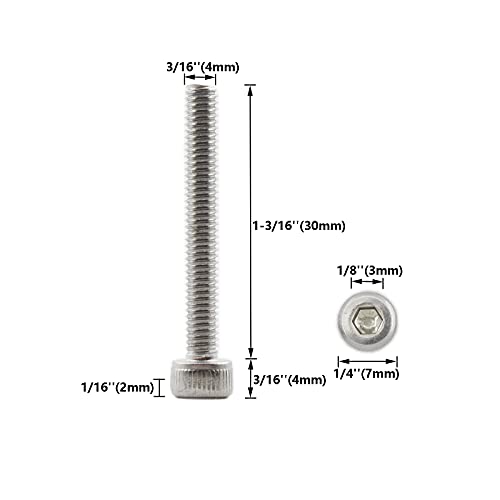 20 PCS Socket Head Cap Screws, TTZEZE 304 Stainless Steel Metric Machine Bolts Hex Socket Screw, Socket Drive Bright Finish Full Machine Threads for Shelf Chair Desk Install Repair (M4x30mm) - color: M4, size: 30mm