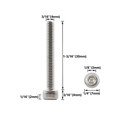 20 PCS Socket Head Cap Screws, TTZEZE 304 Stainless Steel Metric Machine Bolts Hex Socket Screw, Socket Drive Bright Finish Full Machine Threads for Shelf Chair Desk Install Repair (M4x30mm) - color: M4, size: 30mm