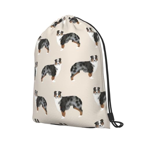 Australian Shepherd Drawstring Backpack String Bag Gym Sackpack Lightweight Waterproof Sport Bag for Women Men - color: Australian Shepherd
