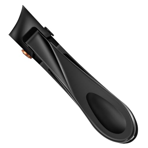 Diagonal Nail Clippers with Large Opening, Stainless Steel, Double-Sided Curved Blade, for Thick Toenails and Nail Groove - color: Dark Black