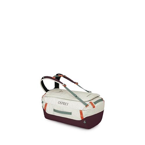 Osprey Transporter Lightweight Travel Duffel Bag - Extra Large Water Resistant Durable Gear Bag for Men and Women - color: Mystery White-moody Burgundy, style: 40l