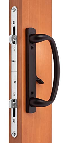 Rockwell Security Charlotte Offset Key Locking Sliding Door Handle with 3/4 Inch Keylock Tuscan Bronze Fits 1-3/4 Inch Thick Door with 4 Screw Holes - color: Tuscan Bronze