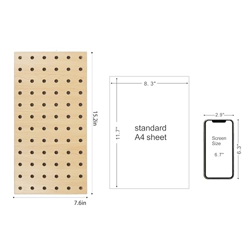 2 Pack Beige Wooden Pegboard Modular Wall Organizer | Includes hooks & shelf, multi-use for home/office/bathroom/laundry room - color: Begie