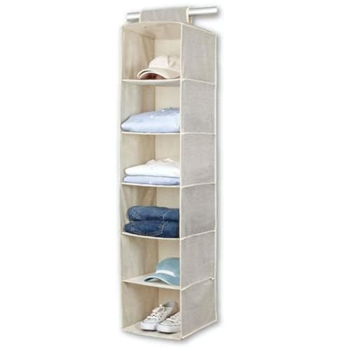 BINO 6-Shelf Sweater Closet Organizer - Beige | Closet Hanging Organizer for Bedroom | Sweater Storage Organizers | Hanging Shelves | Portable Closets for Clothes | Room Essentials - size: 6 - Shelf