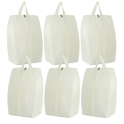 6pcs Portable Shoe Organizer, Travel Pouches with Zipper, Golf Shoe Bags, Clothes Bags, Soccer Cleats Bag Shoe Pouch for Gym, Waterproof, Odor-Resistant (White) | Golf Shoe Bags, Clothes Bags, Soccer Cleats Bag Shoe Pouch for Gym, Waterproof, Odor-Resista
