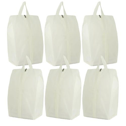 6pcs Portable Shoe Organizer, Travel Pouches with Zipper, Golf Shoe Bags, Clothes Bags, Soccer Cleats Bag Shoe Pouch for Gym, Waterproof, Odor-Resistant (White) | Golf Shoe Bags, Clothes Bags, Soccer Cleats Bag Shoe Pouch for Gym, Waterproof, Odor-Resista