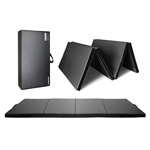 RitFit Upgraded Folding Exercise Mat, 2 Inch Thick Gymnastics Mat | Tumble Mat with Carrying Handles for Yoga, MMA, Stretching, Core Workouts and Home Gym Protective Flooring - color: Black(4' x 8')