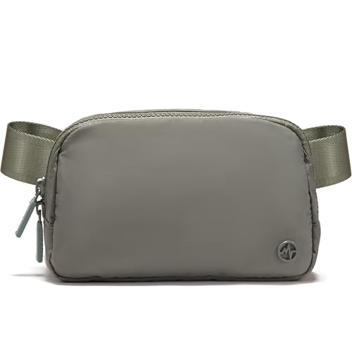 Pander Nylon Fanny Pack for Women, Two-Way Zipper Crossbody Bag | 1L nylon belt bag with a two-way zipper, three interior mesh pockets, and an adjustable strap for waist or crossbody wear - color: Grey Sage