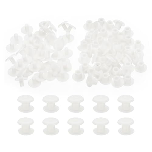 PATIKIL M5x5mm Plastic Binding Post, 50 Sets Plastic Chicago Screws Binding Screw Rivet Post Press-on Buckle for Leather Scrapbook Photo Albums, White - color: White, size: M5x5mm