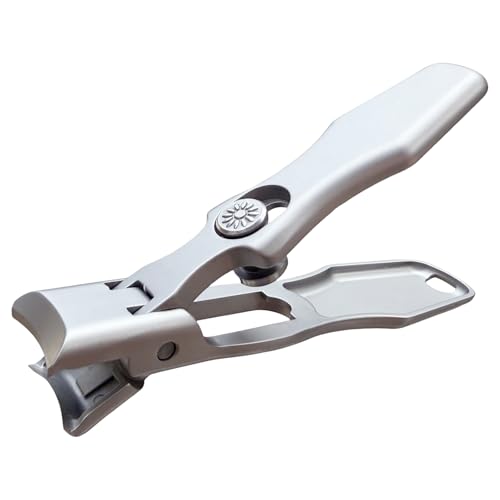 German Heavy Duty Nail Clippers for Thick Nails - Ultra Sharp Stainless Steel Clippers with Wide Jaw Opening & Anti-Splash Catcher - Ideal for Seniors, Men & Women with Safety Lock - style: Large Silver Nail Clipper