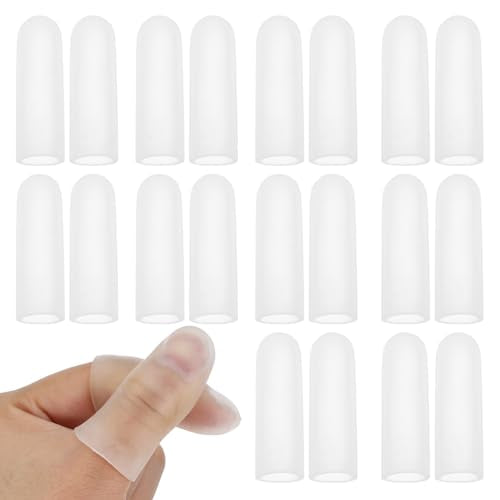 20 PCS Gel Finger Cots, Gel Finger Protectors Fingers Caps Silicone Fingertips Protection Protector Support Sleeves Thumb Protection for Hand Eczema, Fingers Cracking Arthritis(Clear) - color: Clear, 10 Pairs