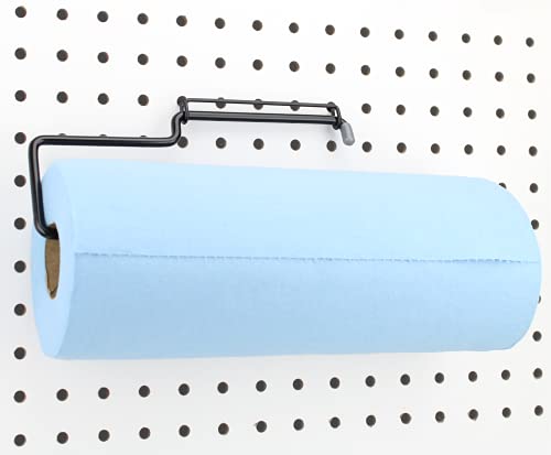 RightArrange One-Handed Tear Pegboard Paper Towel Holder - Steel, Black - Hooks to Any Peg Board - Peg Board Organizer Accessories for Tool Shed, Garage, Workbench, Kitchen, Laundry or Craft Room - color: Black, size: 1-Pack