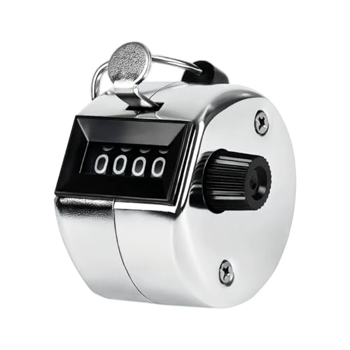 Metal Handheld Tally Counter, Clicker Counter with 4 Digit Display | Hand Mechanical Counter for Counting, Golf, Baseball, Knitting, Coaching, Fishing and Laps