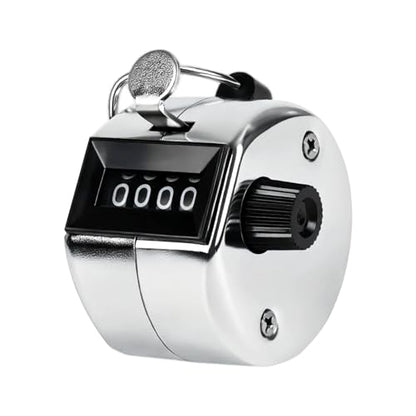 Metal Handheld Tally Counter, Clicker Counter with 4 Digit Display | Hand Mechanical Counter for Counting, Golf, Baseball, Knitting, Coaching, Fishing and Laps