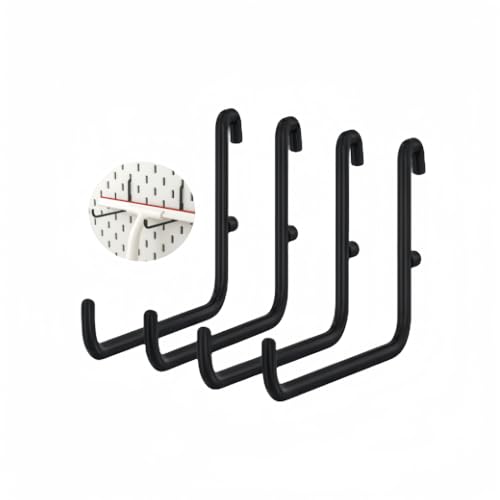 4 Pack L Style Pegboard Hooks,Pegboard Accessories,Pegboard Long Hooks 3.75" Hang Headphones or Brushes,Hammer or Broom, L Shape Peg Hooks Storage Hooks (Black) - color: Black