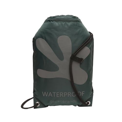geckobrands Embark 10L Drawstring Backpack – Waterproof, Lightweight Dry Bag for Beach, Hiking, and Light Water Activities - color: Green/Grey