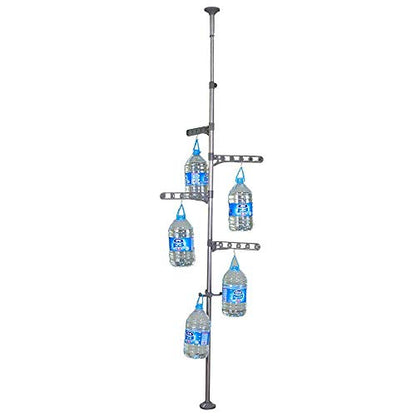 BAOYOUNI 4-Tier Standing Clothes Laundry Drying Rack Coat Hanger Organizer Floor to Ceiling Adjustable Metal Corner Tension Pole, Grey | Metal Corner Tension Pole，Floor to Ceiling Adjustable ， Space-Saving Laundry Organizer，No Drilling Required