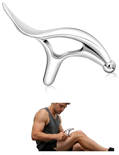 ideayard Stainless Steel Massage Tool for Trigger Point & Deep Tissue, Professional Gua Sha Scraper, Muscle Scraper for Neck, Back, Full Body Pain Relief, Thumb Saver Acupressure Tool