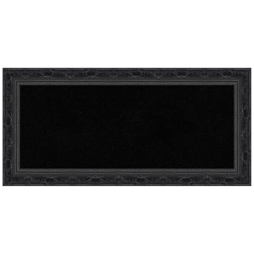 Amanti Art Black Cork Board for Wall, 16x34 Vision Board with Black Frame, Medium Corkboard Office Decor for Home Organization, Traditional Corkboard Pinboard to Display Items for Home Organization - color: Filigree Gloss Black, size: 34" x 16"