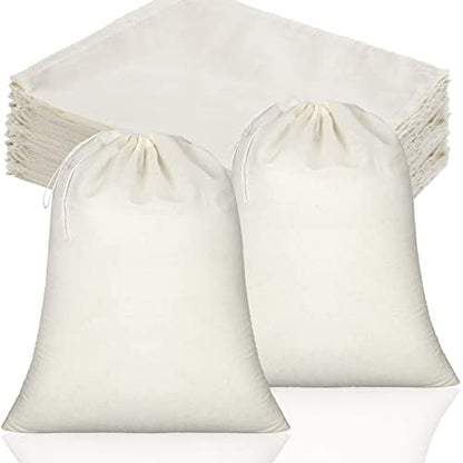 Tatuo 50 Pcs 10 x 12 Inches Muslin Cotton Drawstring Bags Canvas Linen Sachet Bag Reusable Empty Gift Pouch for Party Home Supplies - size: 10 x 12 Inch (Pack of 50)