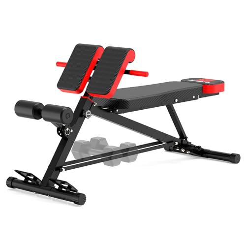 K KINGKANG Weight Bench,Load 500LBS Roman Chair Adjustable Decline/Flat | 5x5cm Commercial-Grade Carbon Steel Frame, 5cm Thick Cushion Relieves Fatigue, Breathable Easy-Clean Leather - color: Black