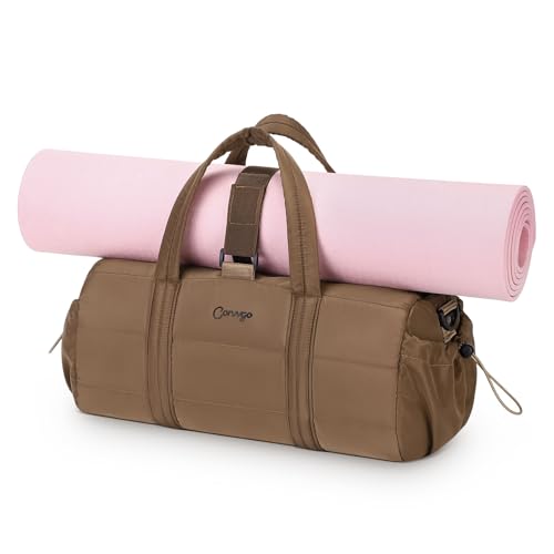 20L Gym Bag for Women, Medium Sport Duffel Bag with Yoga Mat Strap,Wet Pocket, Water-Resistant Adjustable Strap for Gym Yoga, Brown - color: Brown, size: 20l Medium