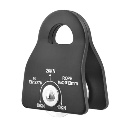 TRIWONDER 20kN Micro Climbing Pulley, Bearing Mobile Sheave Aluminum Fixed Eye Rock Rope Pulley for Rigging Lifting Hitch Tending - color: ‎03 20kN - Black