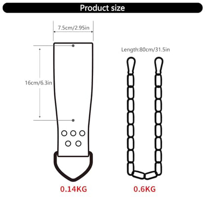 Dumbbell Loading Strap with Iron Chain Waist Belt Dip Attachments PU Leather Weight Lifting Weight Plate Strap Sports Dip - color: brown