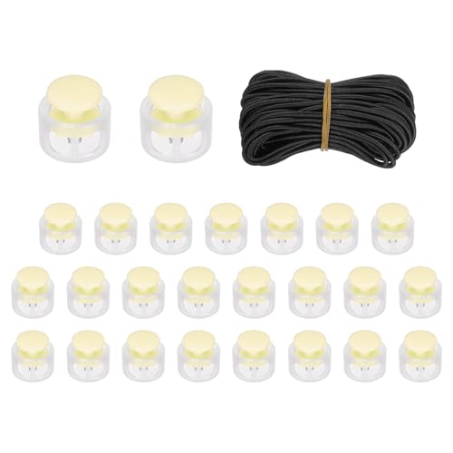 uxcell 25 Pcs Double Hole Cord Locks with 32.8 ft Elastic Cord, 14mm Nylon Spring Toggle Stopper Clip for Backpack Shoelaces Drawstring Paracord Pants, Beige - color: Beige, size: 14mm