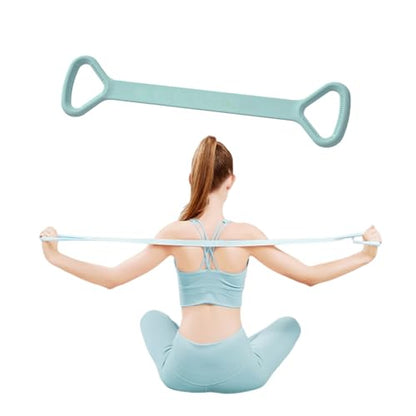 Figure 8 Resistance Band, Arm Back Shoulder Exercise Elastic Rope Stretch Fitness Band, Foot, Leg, Hand Stretcher, Arm Exerciser for Yoga Pilates Stretching Physical Therapy, Home Gym Workout - color: blue