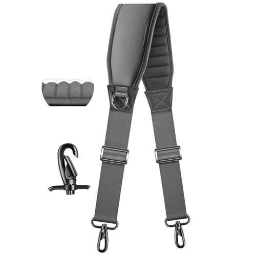 ZINZ Shoulder Strap 78" Belt with Neoprene Thick Padded, Universal Bag Strap with Double Adjustable Buckles and Metal Swivel Hooks,Ideal for Individuals 5'11" and Taller,Gray - color: Gray