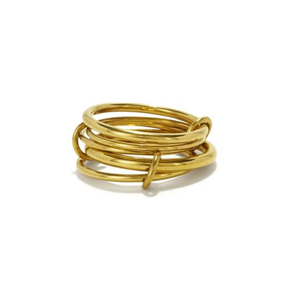 Shapes Studio Trio Linked Ring, stackable Ring, Minimalism style for women, Never Tarnish - size: 9, style: Five Band (all gold)