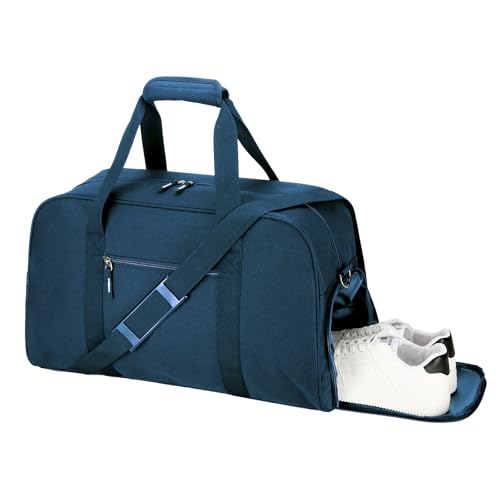 Searock 45L Gym Bag for Men & Women with Shoe Compartment, 21” Large Duffle Bag for Travel, Sports, Fitness & Workout, Navy Blue - color: Navy Blue