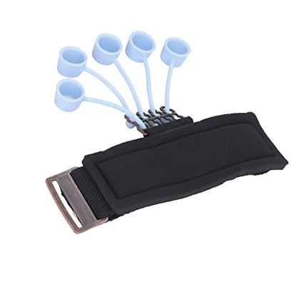 Silicone Finger Exerciser Elastic Finger Grip Trainer for Hand Muscle Strength Flexibility, Suitable for Rock Climbing, Guitarists - 1 X Wrist Tensioner 10 X Sleeve - color: Black