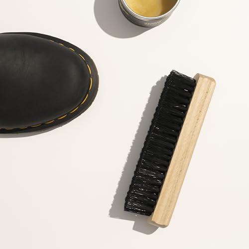 Konex Shoe Brush - Natural Beechwood Handle Handcrafted Wooden Shoe Cleaning Brush - Thick Synthetic Konex Fiber Bristle - Shoe Brushes for Cleaning with Quick and Lasting Use - color: Natural Wood