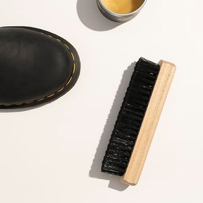 Konex Shoe Brush - Natural Beechwood Handle Handcrafted Wooden Shoe Cleaning Brush - Thick Synthetic Konex Fiber Bristle - Shoe Brushes for Cleaning with Quick and Lasting Use - color: Natural Wood