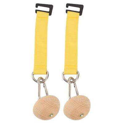RiToEasysports Pull Up Grip Ball, Wood Half Sphere Rock Climbing Holds for Strength Training Hand Exercise Home Gym Workout, with Durable Beech Wood Iron Faux Nylon, Portable 75mm