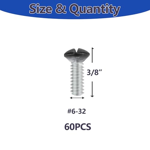 60 pcs 3/8" Wall Plate Screws, Black Outlet Screws 6-32 Thread Light Electrical Cover Panel Switch Plate Screws(Black） - color: Black, size: 3/8 Inch