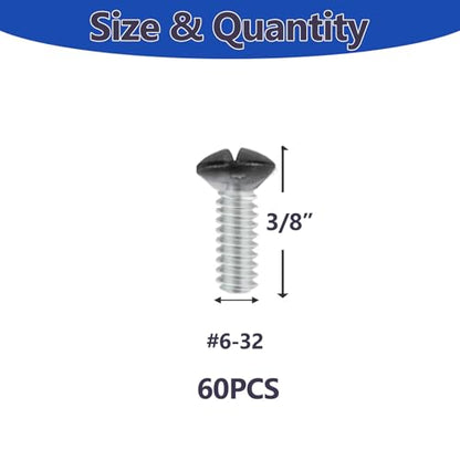60 pcs 3/8" Wall Plate Screws, Black Outlet Screws 6-32 Thread Light Electrical Cover Panel Switch Plate Screws(Black） - color: Black, size: 3/8 Inch